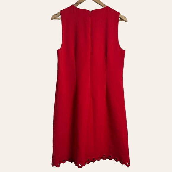 J.Crew Red Grommet Scalloped Sleeveless Shift Dress Size 8 - Picture 7 of 10